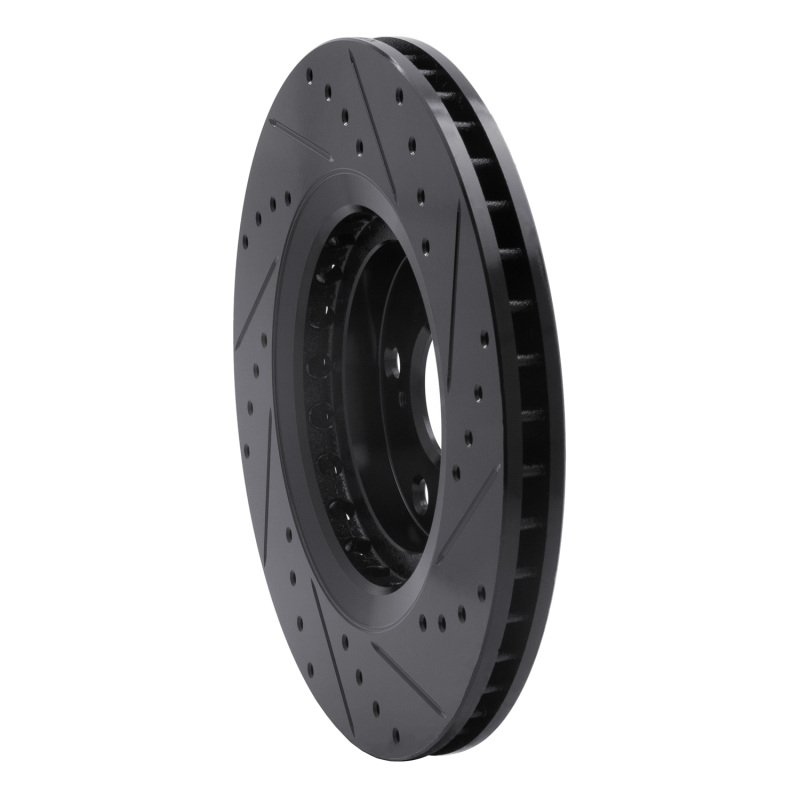 Lexus NX200T Brake Rotor (1) - Front Left - R1 Concepts - Drilled & Slotted - Black - `08-`21